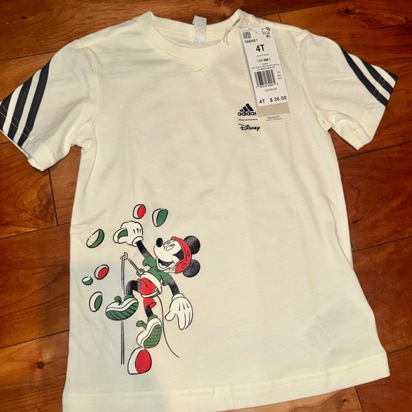 NWT Mickey Mouse Adidas Kids Cream Tee - Picture 4 of 5